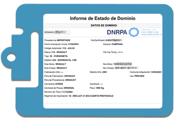 informe de dominio oficial